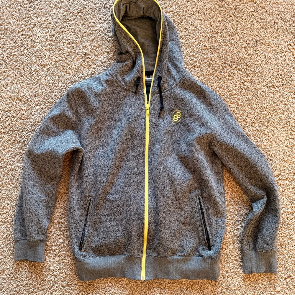 Jack & Jones Gray Hoodie Zip Jacket with Yellow Trim